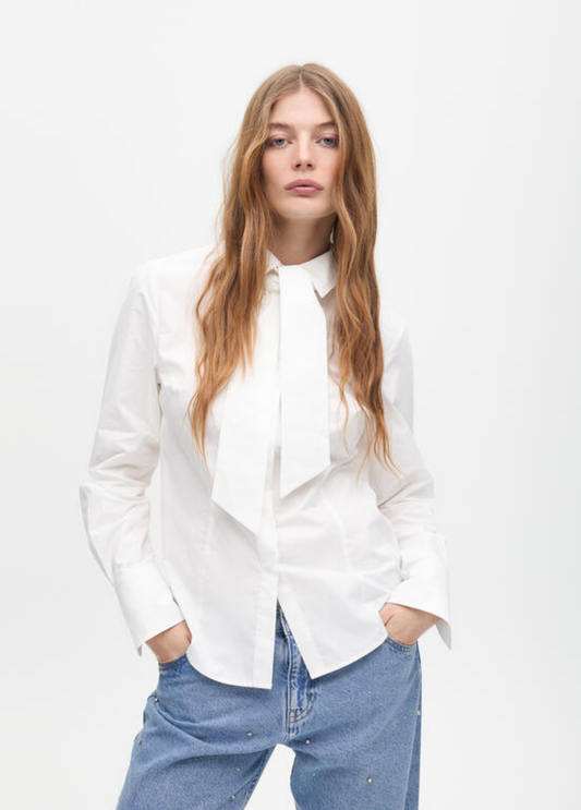CAMISA BRANCA COM LAÇO REMOVÍVEL - LOLA CASADEMUNT