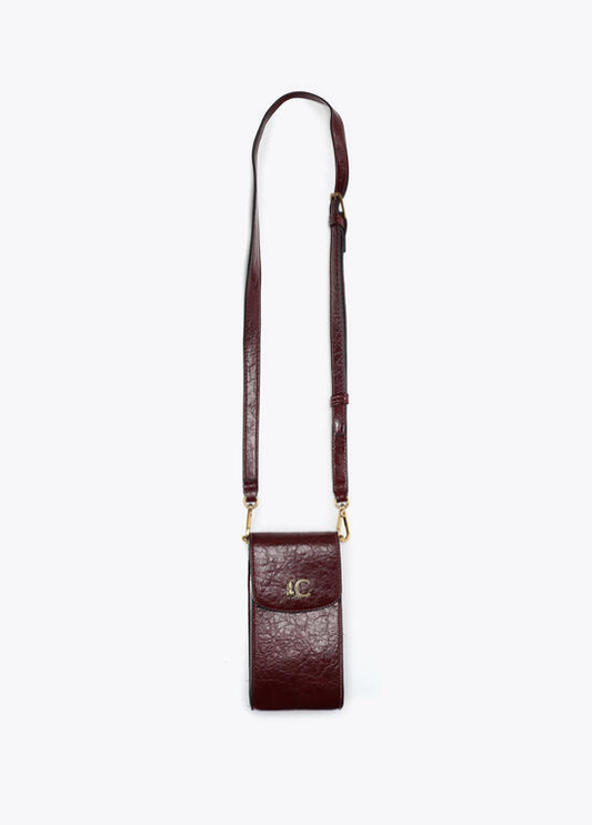 BOLSA TELEMÓVEL EM ECOPELE TEXTURADA BORDEAUX LC - LOLA CASADEMUNT