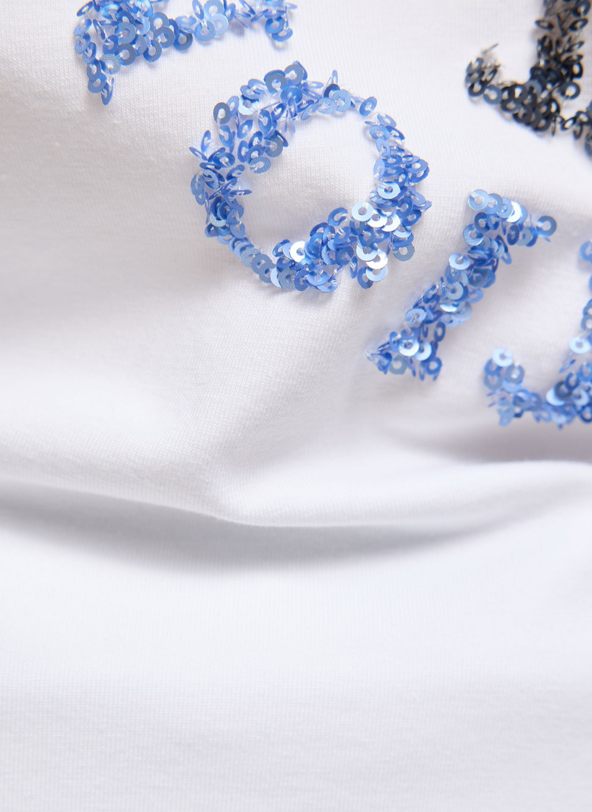 T-SHIRT EM ALGODÃO COM LANTEJOULAS AZUIS - RABE