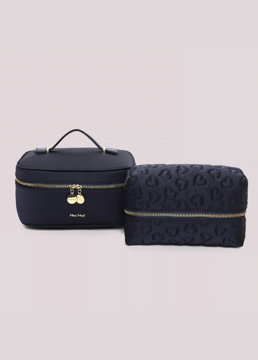 CONJUNTO DE 3 NÉCESSAIRES ACOLCHOADO COM CORAÇÕES - MIMI MUA