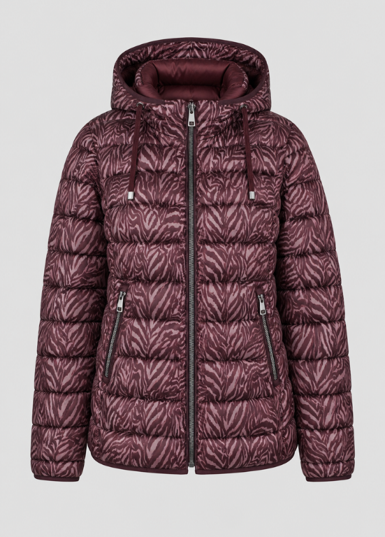 PARKA CURTA ACOLCHOADA COM CAPUZ, RESERVSÍVEL ESTAMPADO ANIMAL PRINT OU LISO - BARBARA LEBEK