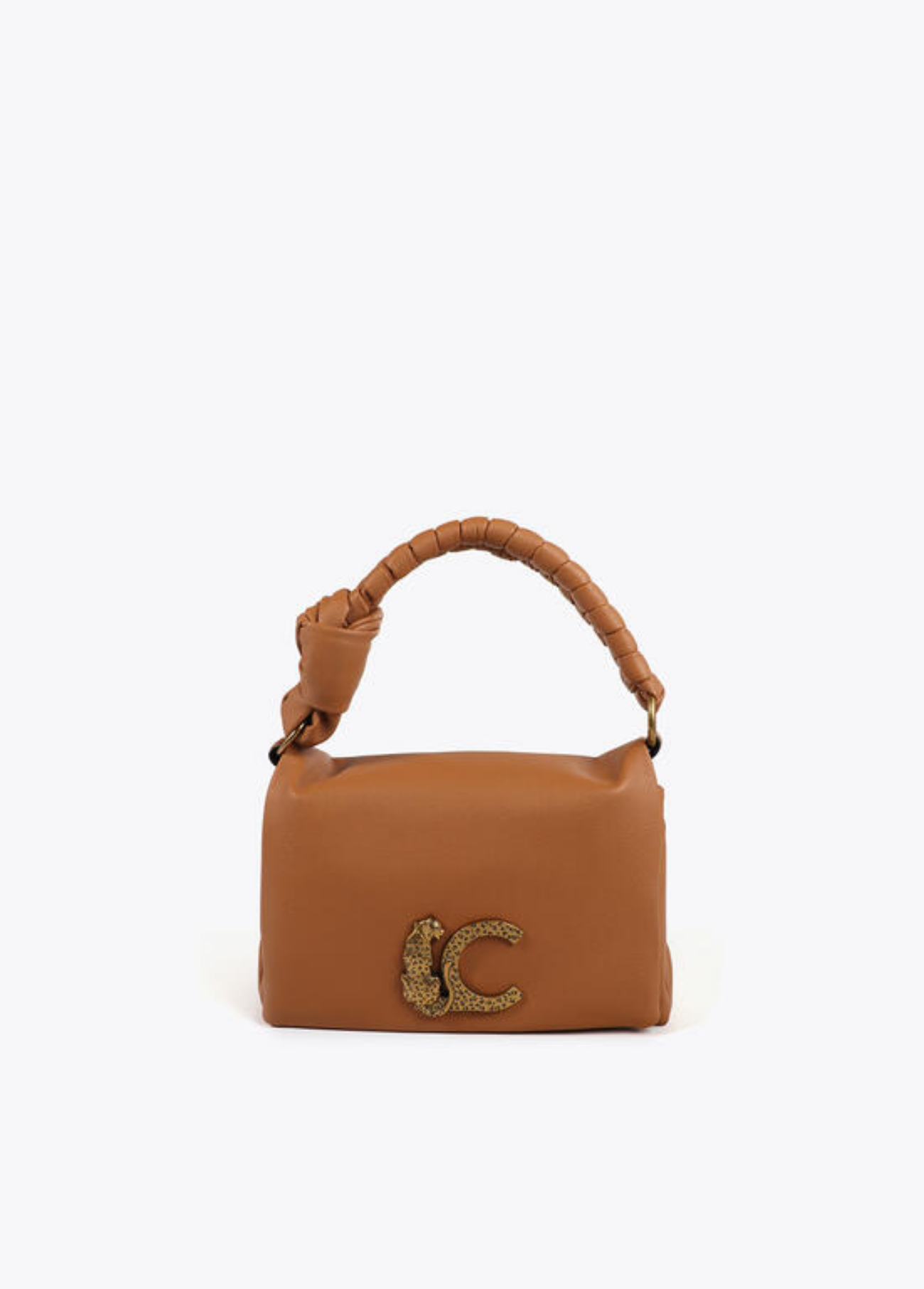 MALA CAMEL COM ALÇA ENTRAÇADA E LOGÓTIPO - LOLA CASADEMUNT