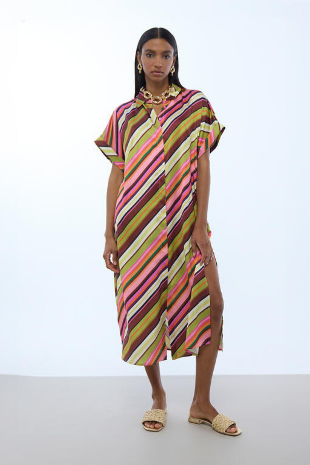 VESTIDO MIDI ESTAMPADO MULTICOLOR - LOLA CASADEMUNT