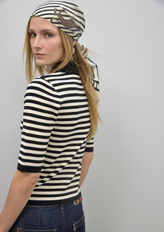 LENÇO DE CETIM DE RISCAS E LEOPARDOS - LOLA CASADEMUNT