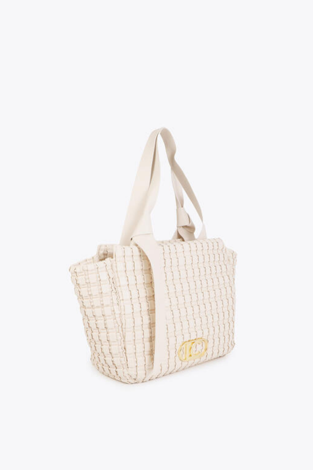 MALA TOTE TEXTURADA COM LOGÓTIPO DOURADO - LOLA CASADEMUNT