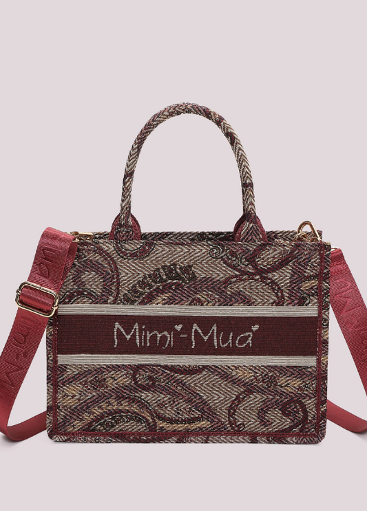 SHOPPER MÉDIA COM ESTAMPADO PAISLEY EM TONS DE BORDEAUX - MIMI MUA
