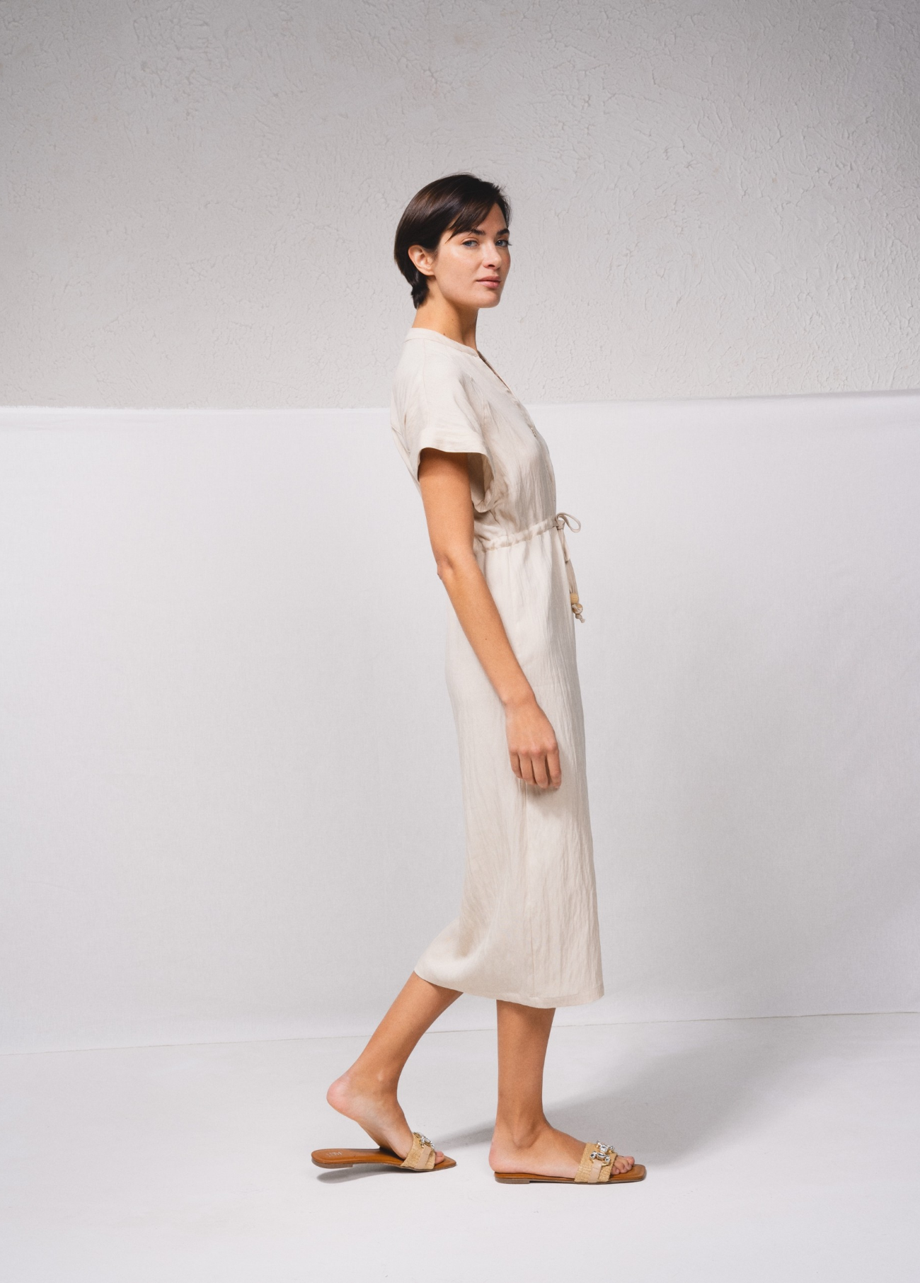 VESTIDO CAMISEIRO COM CORDÃO NA CINTURA - SMF
