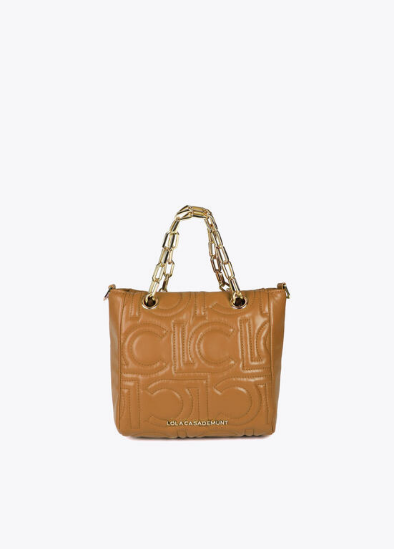 MALA CAMEL ACOLCHOADA COM ALÇA EM CORRENTE - LOLA CASADEMUNT