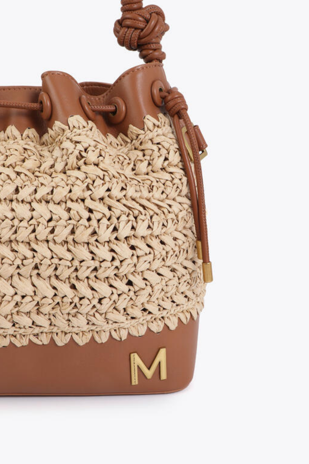 MALA BUCKET CAMEL COM DETALHE ENTRAÇADO - LOLA CASADEMUNT BY MAITE