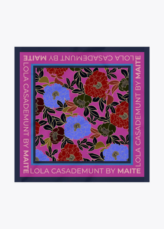LENÇO ACETINADO FLORAL MULTICOLORIDO - LOLA CASADEMUNT BY MAITE
