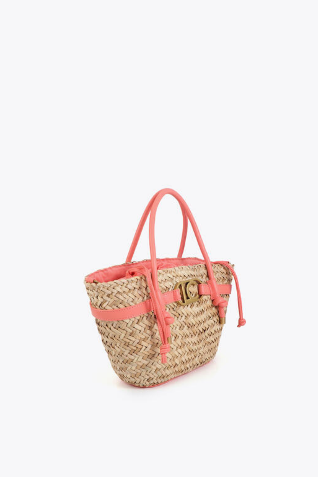 MALA DE RÁFIA COM DETALHES CORAL - LOLA CASADEMUNT