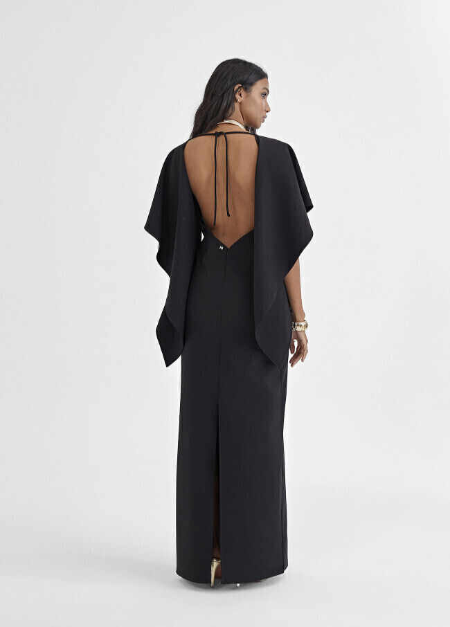 VESTIDO COMPRIDO COM COSTAS ABERTAS E FOLHO - LOLA CASADEMUNT