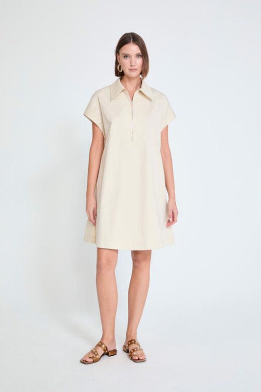 VESTIDO CAMISEIRO CURTO CREME COM FECHO - LOLA CASADEMUNT BY MAITE
