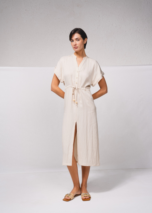 VESTIDO CAMISEIRO COM CORDÃO NA CINTURA - SMF