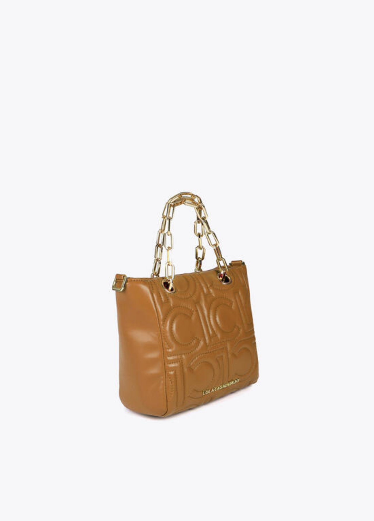 MALA CAMEL ACOLCHOADA COM ALÇA EM CORRENTE - LOLA CASADEMUNT