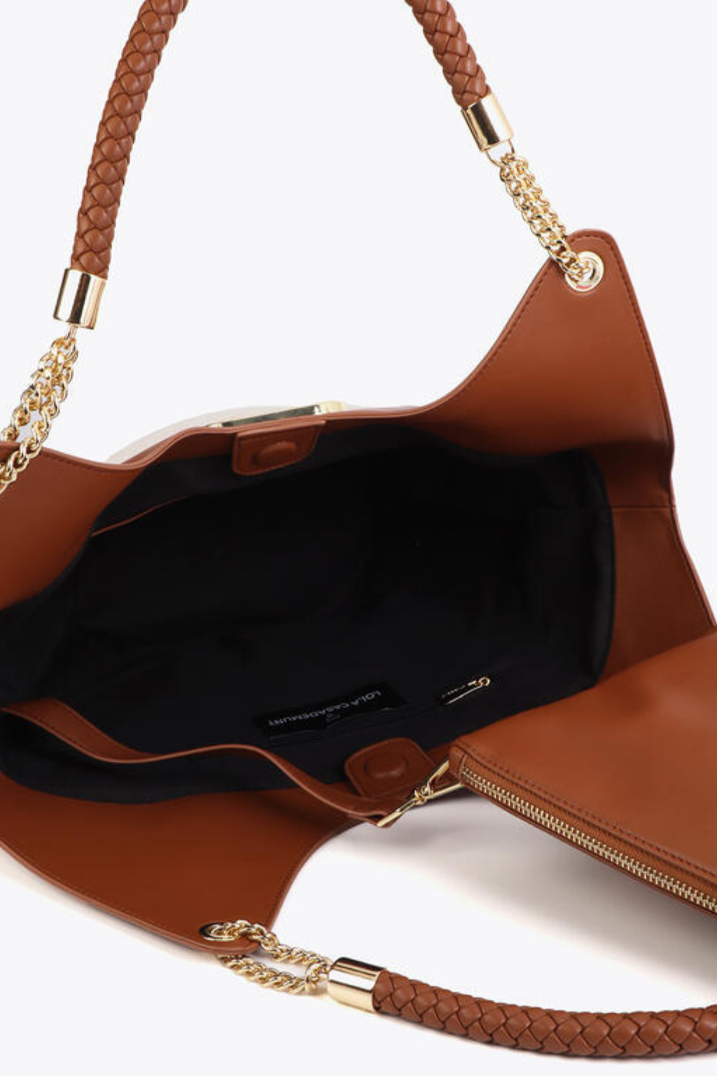 MALA BUCKET BICOLOR COM ALÇA ENTRAÇADA - LOLA CASADEMUNT