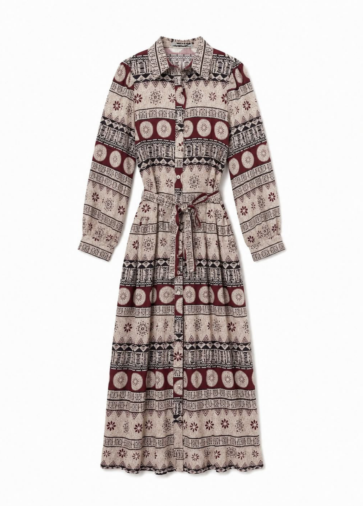 VESTIDO BORDEAUX ESTAMPADO - ALIBY