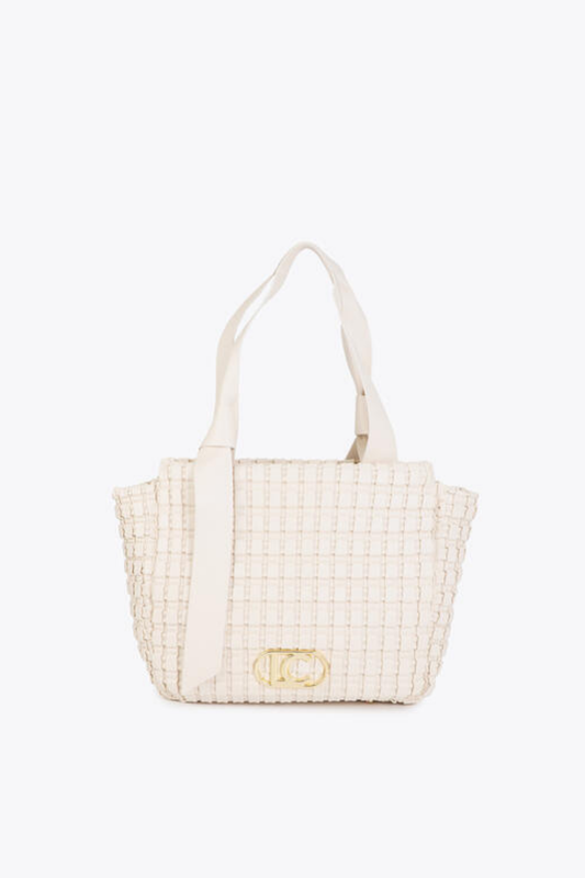 MALA TOTE TEXTURADA COM LOGÓTIPO DOURADO - LOLA CASADEMUNT