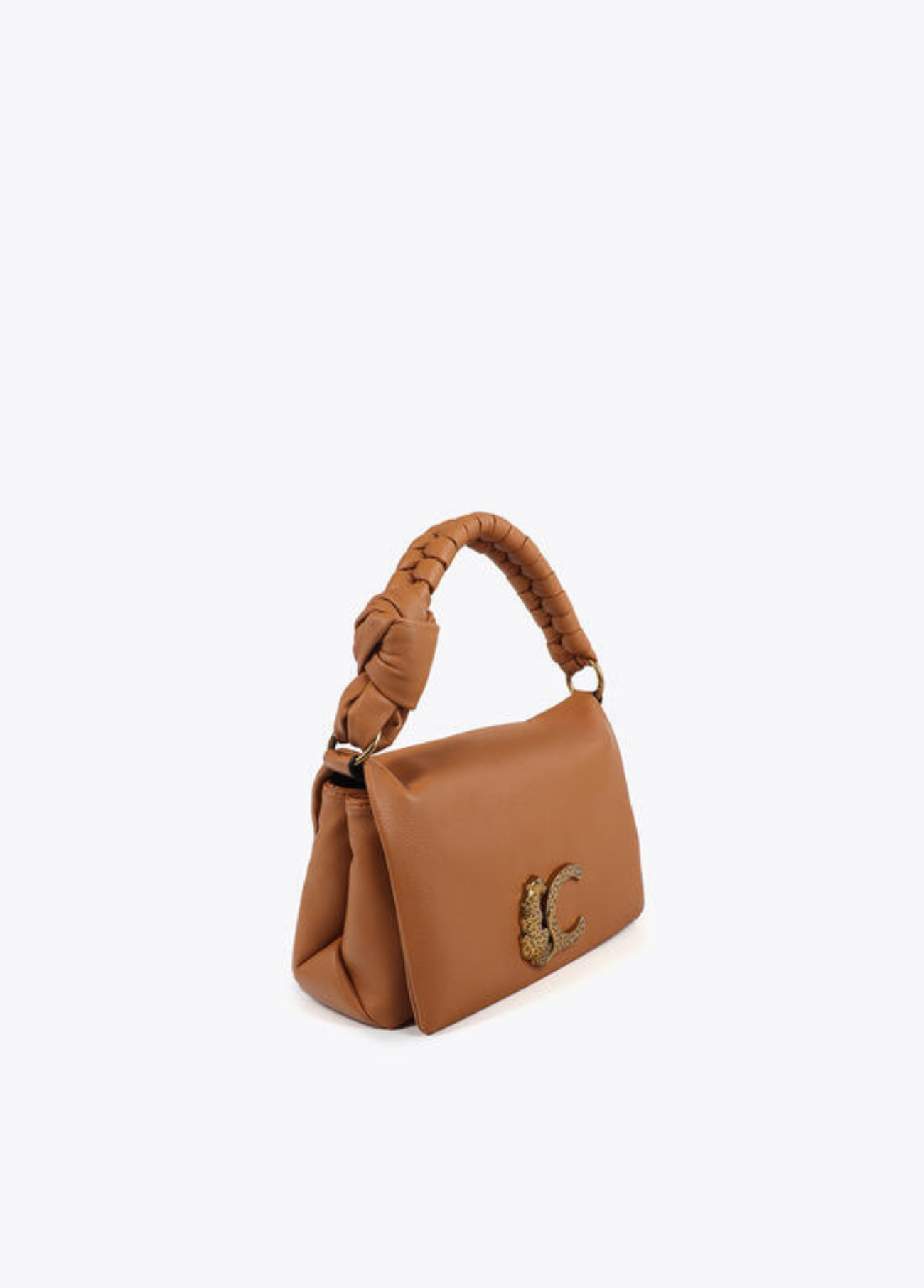 MALA CAMEL COM ALÇA ENTRAÇADA E LOGÓTIPO - LOLA CASADEMUNT