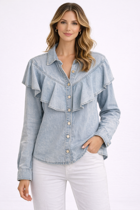 CAMISA DE GANGA COM FOLHOS - ALIBY