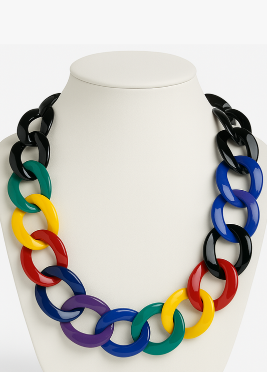 COLAR EM ACRÍLICO MULTICOLOR - ALIBY