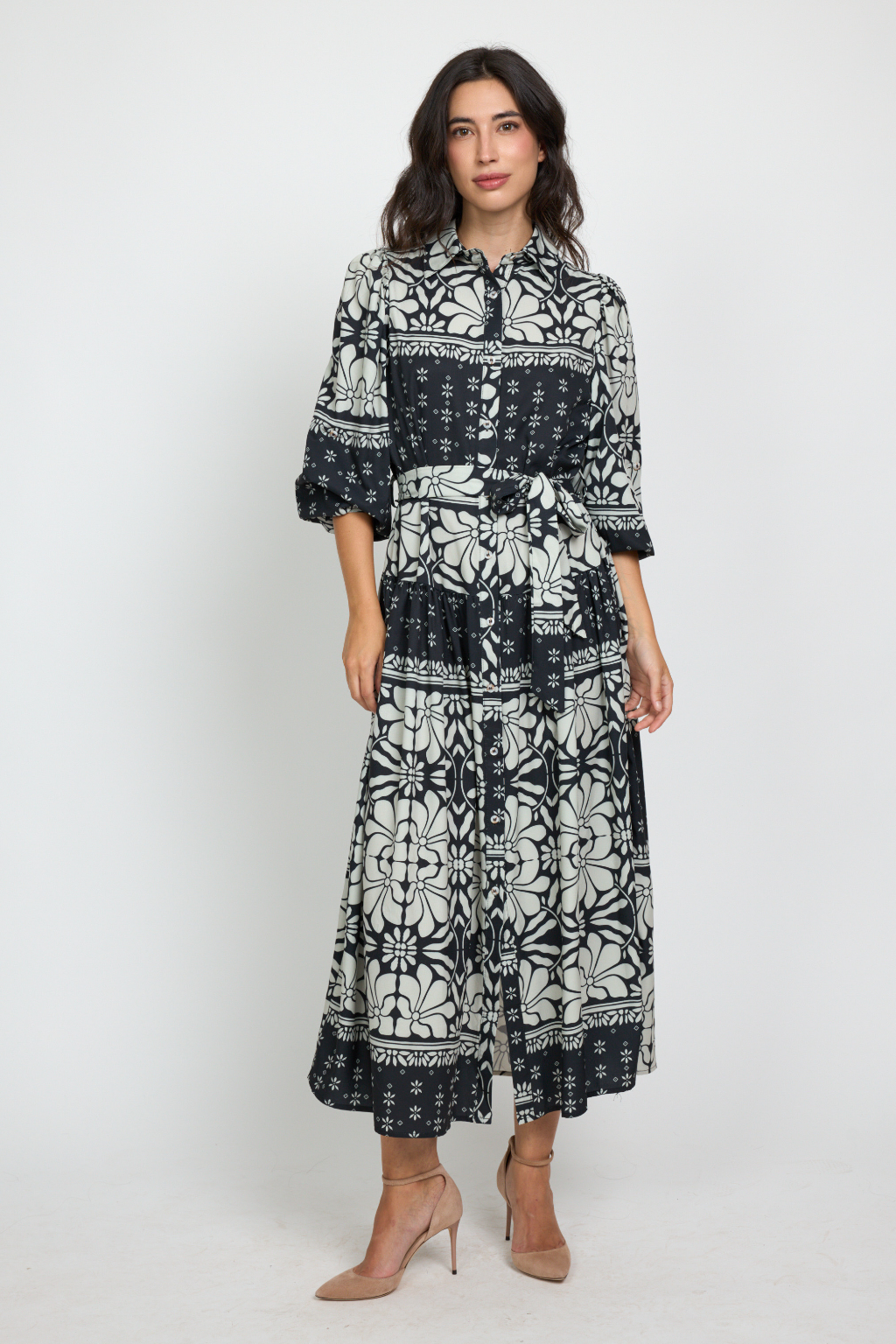 VESTIDO COMPRIDO BRANCO E PRETO - ALIBY