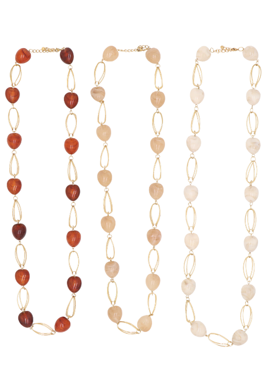 COLAR COMPRIDO COM DELICADAS CONTAS MARMOREADAS - ALIBY