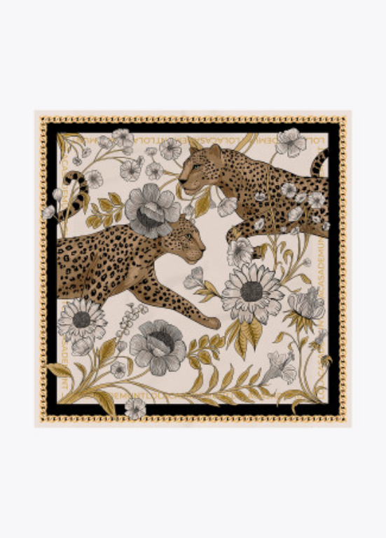 LENÇO COM ESTAMPA DE TIGRE E FLORES 90x90CM - LOLA CASADEMUNT
