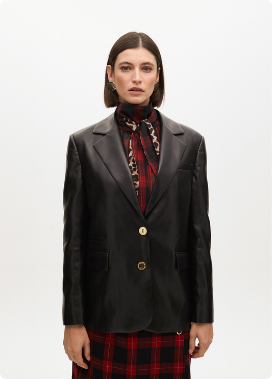 BLAZER RETO EFEITO COURO - LOLA CASADEMUNT