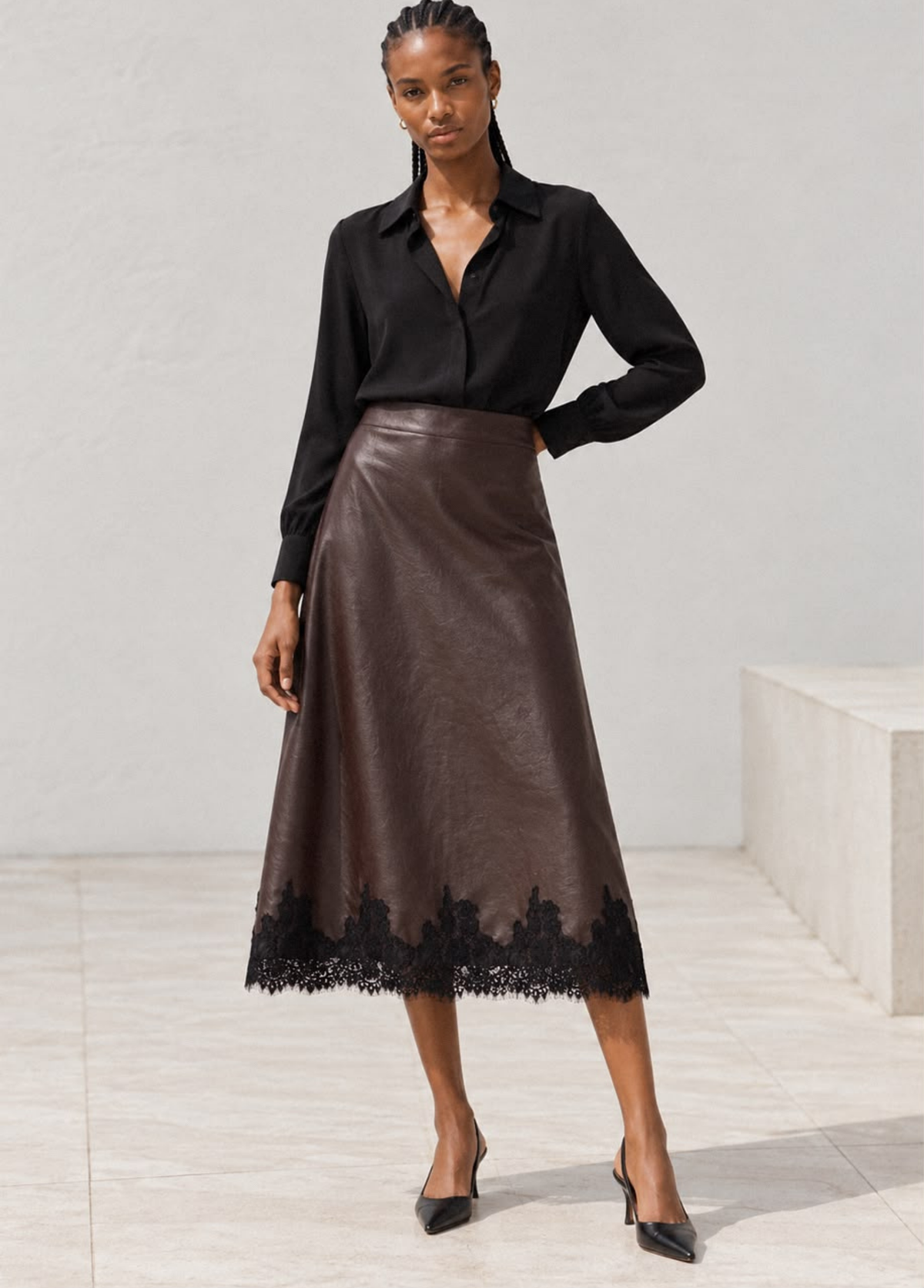 SAIA MIDI COM DETALHE EM RENDA - ALIBY