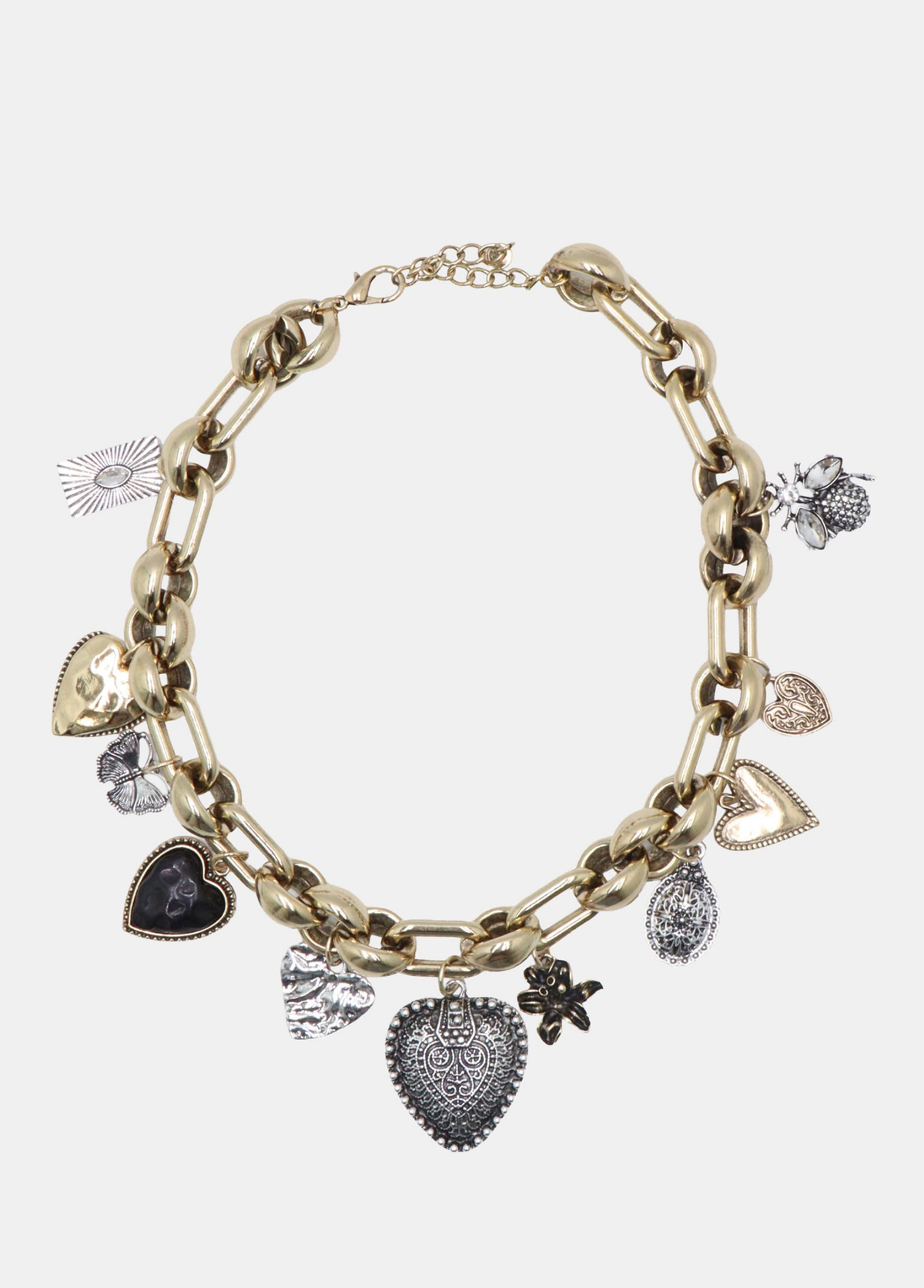 COLAR DE CORRENTE DOURADO COM PENDENTES - ALIBY
