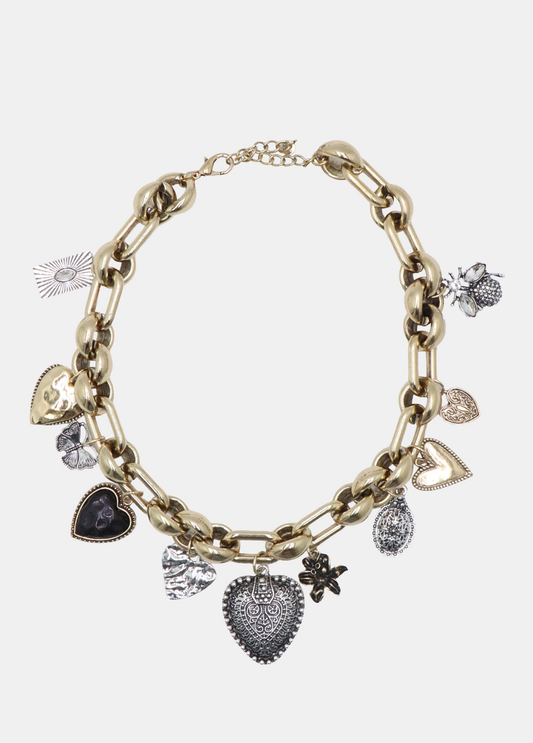 COLAR DE CORRENTE DOURADO COM PENDENTES - ALIBY