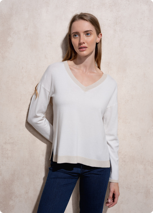 CAMISOLA DE MALHA COM LUREX DE DECOTE EM BICO - SMF