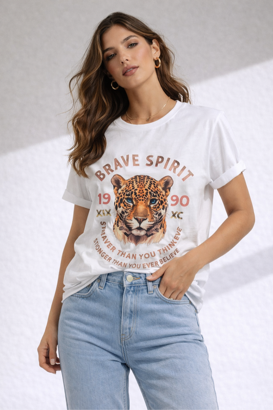 T-SHIRT COM TIGRE BRAVE SPIRIT - ALIBY