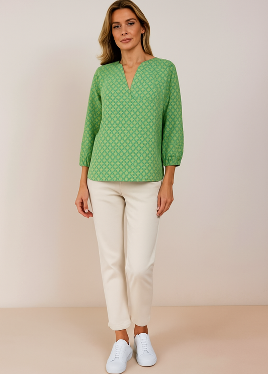 BLUSA VERDE ESTAMPADO GEOMÉTRICO - GERRY WEBER
