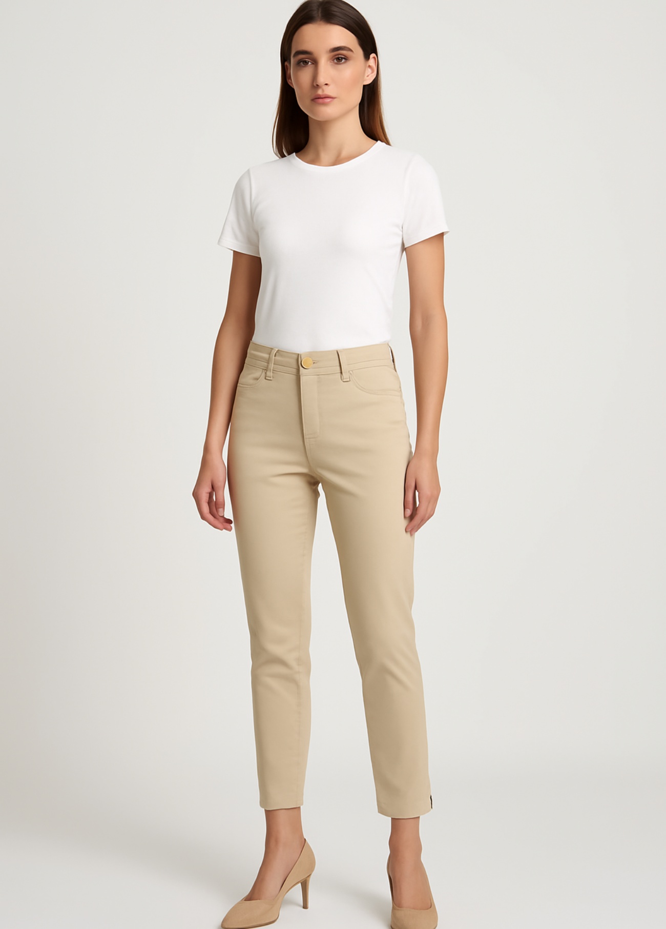 CALÇAS BEGE ALGODÃO SUPER SOFT 7/8 - ANNA MONTANA