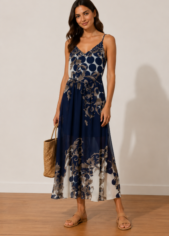 VESTIDO COMPRIDO FLUIDO DE ALÇAS - ALIBY