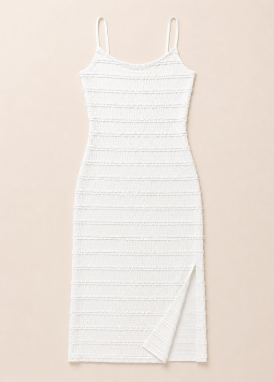 VESTIDO MIDI DE MALHA TEXTURADA - ALIBY