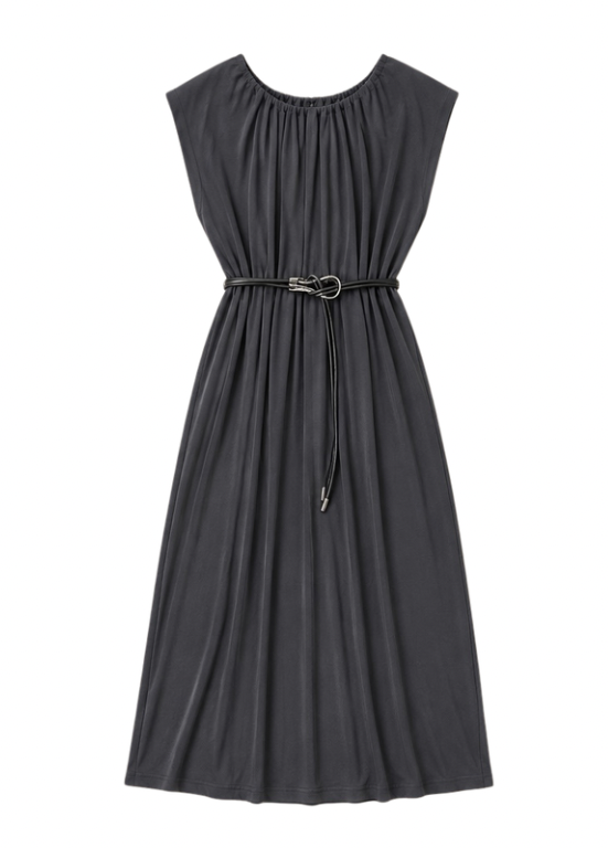 VESTIDO COMPRIDO COM CINTO - ALIBY