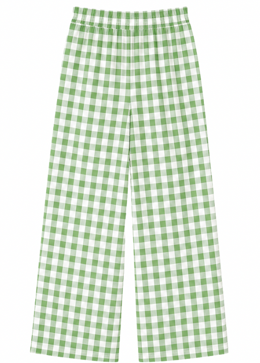 CALÇAS WIDE LEG COM PADRÃO XADREZ - ALIBY