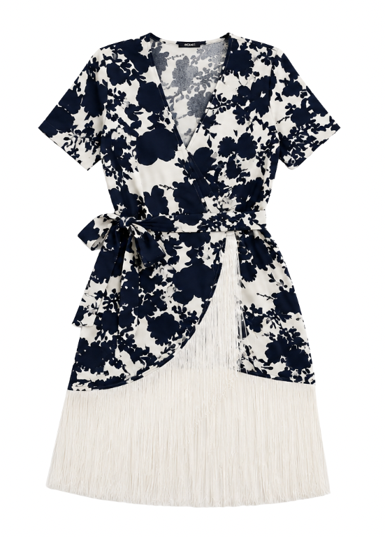 VESTIDO FLORAL COM FRANJAS - ALIBY