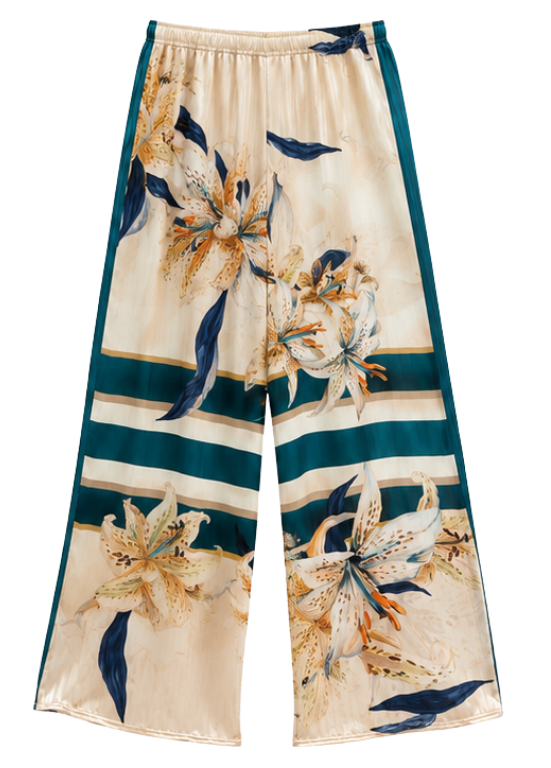 CALÇAS FLUIDAS ESTAMPADAS MULTICOR - ALIBY
