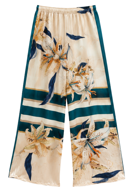CALÇAS FLUIDAS ESTAMPADAS MULTICOR - ALIBY