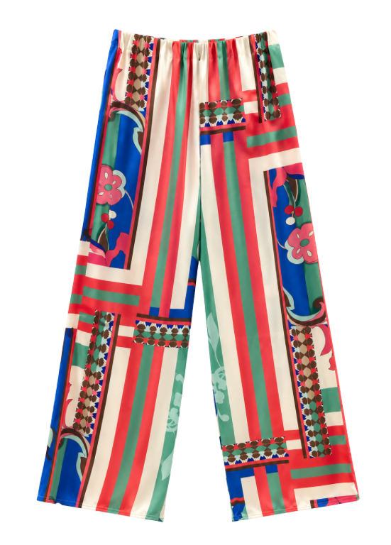 CALÇAS FLUIDAS ESTAMPADAS MULTICOR - ALIBY