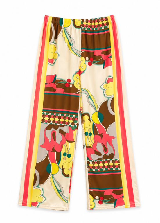 CALÇAS FLUIDAS ESTAMPADAS MULTICOR - ALIBY