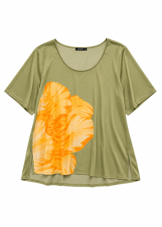 BLUSA FLUIDA VERDE COM ESTAMPADO FLORAL - ALIBY