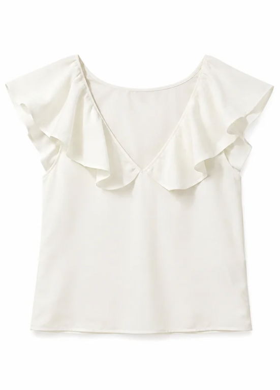 BLUSA COM FOLHOS E DECOTE EM V - ALIBY