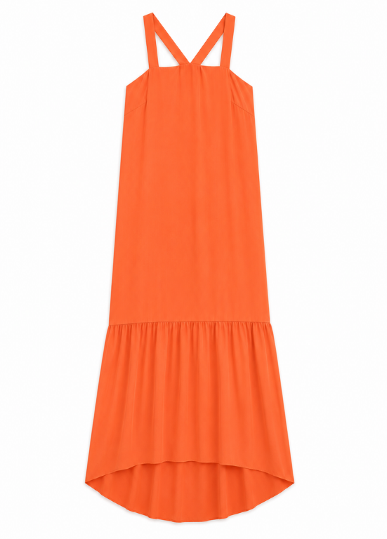 VESTIDO MIDI ASSIMÉTRICO LARANJA - ALIBY