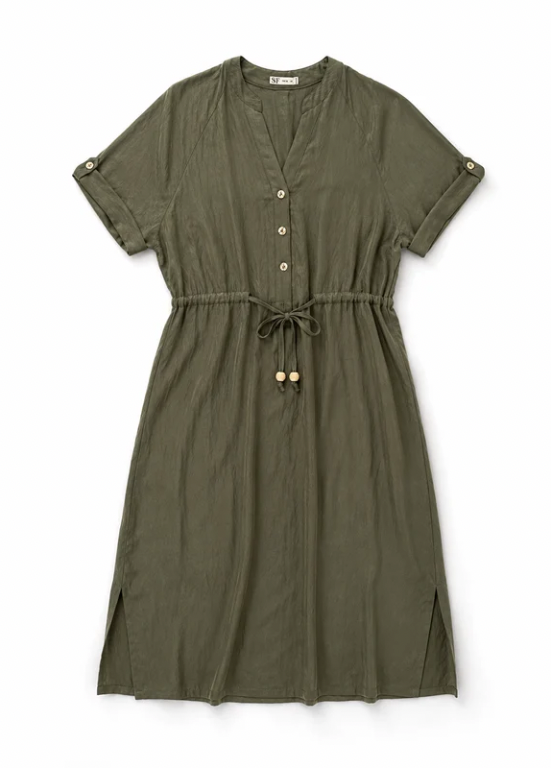 VESTIDO MIDI COM CINTO AJUSTÁVEL - ALIBY