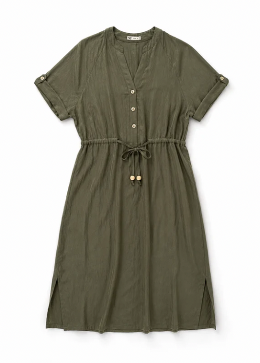 VESTIDO MIDI COM CINTO AJUSTÁVEL - ALIBY